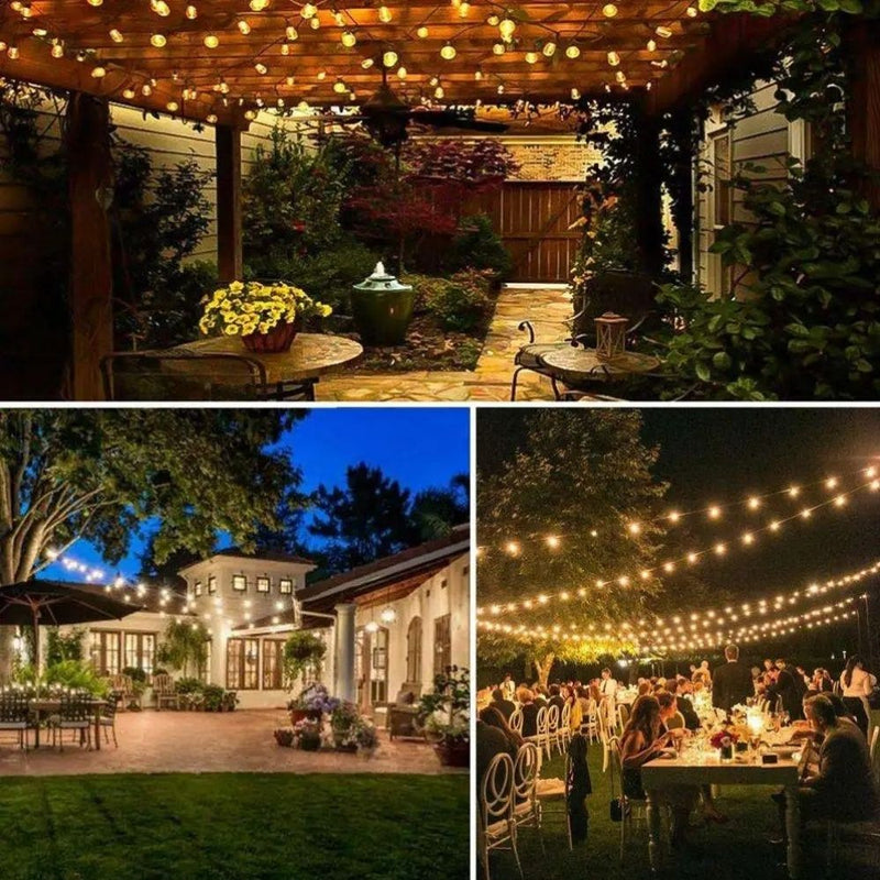 Varal de Luzes Solar com Lâmpadas Arredondadas - Ilumine Exteriores