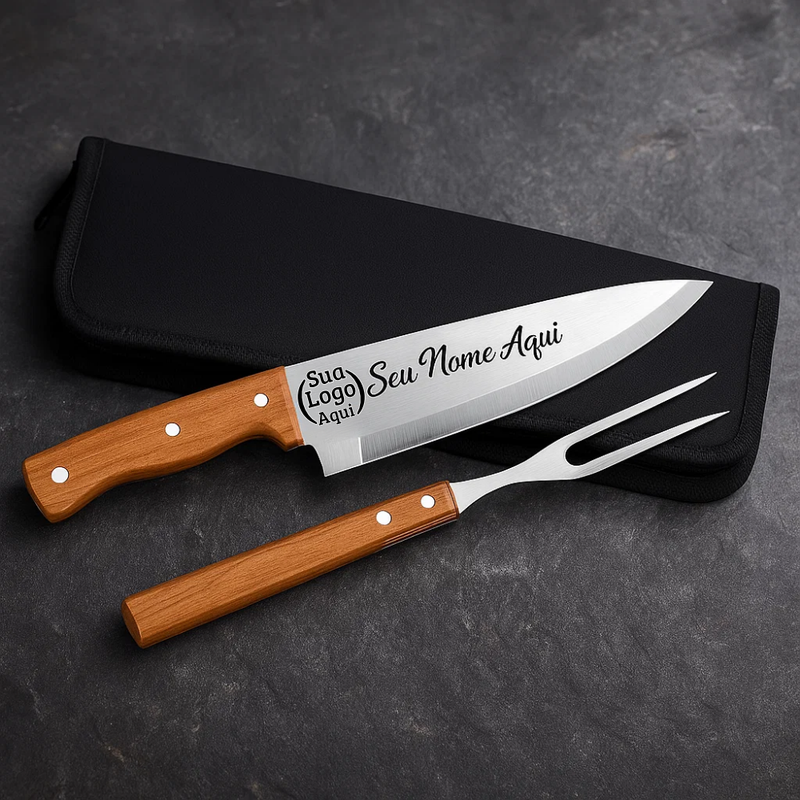 Kit de Churrasco Personalizado com Faca e Garfo