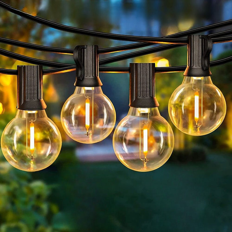 Varal de Luzes Solar com Lâmpadas Arredondadas - Ilumine Exteriores